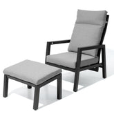 Adjustable Outdoor Reclining Chair with Ottoman & Cushions