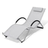 Pellebant 1-Piece Light Gray Metal Outdoor Chaise Lounge with Removable Pillow and Textilene Fabric