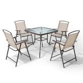 Pellebant Outdoor Patio Dining Set 5-Piece with Table and Folding Chairs