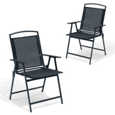 Pellebant Set of 2 Outdoor Folding Patio Chairs with Armrest