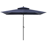 Pellebant Outdoor 10x7 ft Rectangular Market Umbrella Double Top Aluminum Tilt