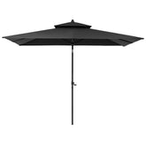 Pellebant 9x5 ft Aluminum Double Top Outdoor Rectangular Market Umbrella Tilt