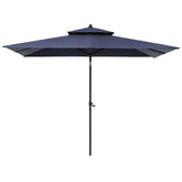 Pellebant 9x5 ft Aluminum Double Top Outdoor Rectangular Market Umbrella Tilt