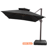 Pellebant 13x10ft Aluminum Double Top Crank Cantilever Patio Umbrella with Base Options