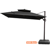 Pellebant 11x11ft Aluminum Double Top Crank Cantilever Patio Umbrella with Base Options