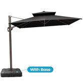 Pellebant 11x9ft Aluminum Double Top Crank Cantilever Patio Umbrella with Base