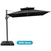 Pellebant 11x9ft Aluminum Double Top Crank Cantilever Patio Umbrella with Base