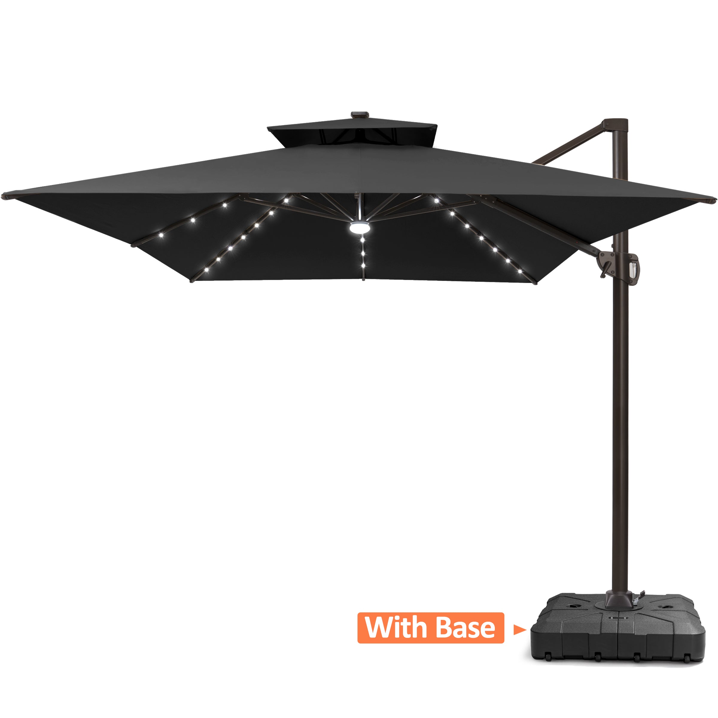 13x10 ft Aluminum Double Top LED Cantilever Umbrella 13x10 ft Aluminum Double Top LED Cantilever Umbrella