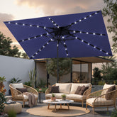 Pellebant 10x7 ft Aluminum Market Umbrella with Solar Lights & Double Top