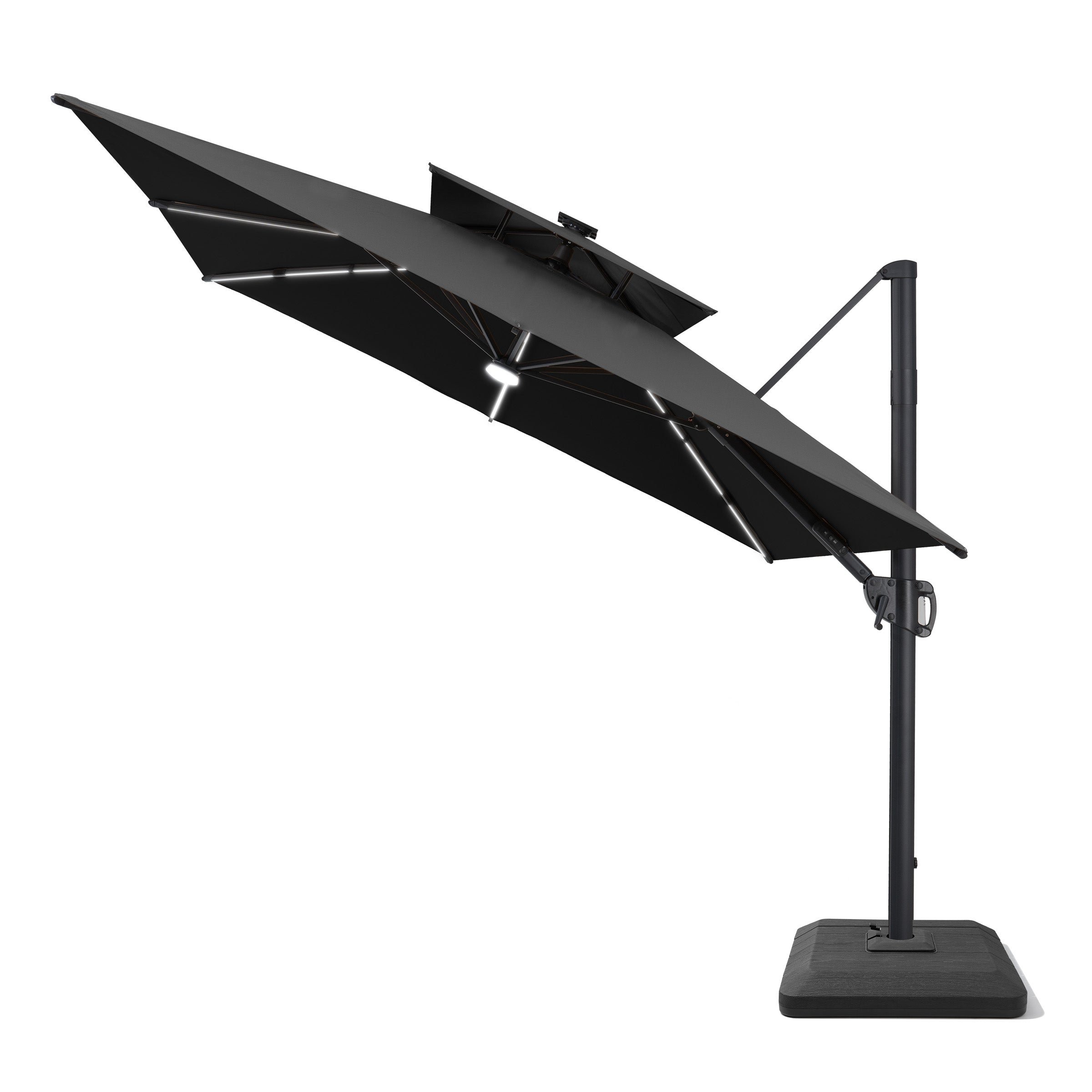 11x9 ft Aluminum Double Top LED Strip Cantilever Umbrella