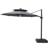 11 x 11 ft. Aluminum Double Top Cantilever Patio Umbrella with LED Lights and Base Options