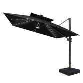 12 x 9 ft. Aluminum Double Top Cantilever Patio Umbrella with LED Lights and Base Options