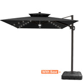 11 x 9 ft. Aluminum Dual Top Cantilever Patio Umbrella with LED Lights and Base Options