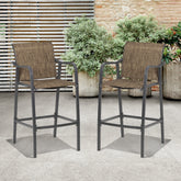 Pellebant Outdoor Bar Stools Set of 2 with Textilene Seat