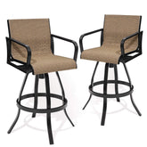 Aluminum Outdoor Swivel Bar Stools with Textilene Fabric, Set of 2