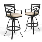 Aluminum Swivel Bar Stools with Sunbrella Cushions, Set of 2