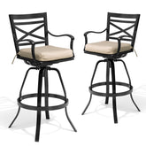 Pellebant Aluminum Swivel Outdoor Bar Stools Set of 2 with Sunbrella Cushions
