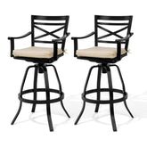Aluminum Outdoor Swivel Bar Stools with Sunbrella Cushion, Set of 2