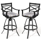 Pellebant Outdoor Aluminum Swivel Bar Stools with Sunbrella Cushion Set of 2