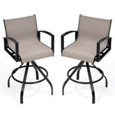 Pellebant 28.3" Aluminum Outdoor Swivel Bar Stools With Sunbrella Fabric (Set of 2)