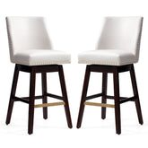 Pellebant Swivel Faux Leather Bar Stool with Backrest (Set of 2)