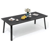Pellebant 83 x 38 In. Outdoor Aluminum Dining Table with Umbrella Hole for 6-8 Person
