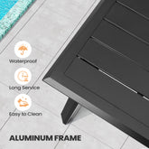 Pellebant Aluminum Outdoor Patio Dining Table with Umbrella Hole and Swivel Sunbrella Textilene Outdoor Dining Chairs