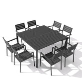 Aluminum Outdoor Dining Set with Umbrella Hole and Polywood Chairs