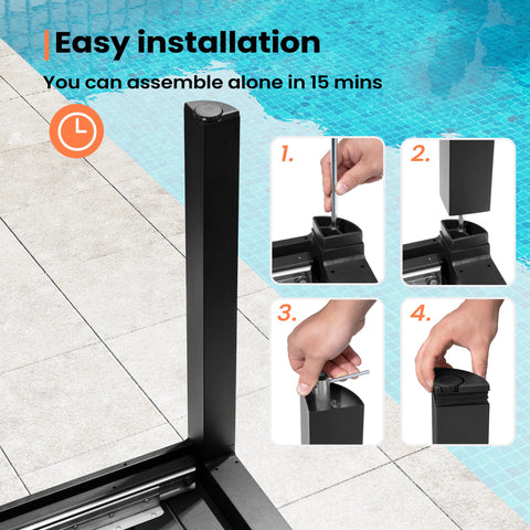 Pellebant 46–64 in. x 28 in. Aluminum Rectangular Outdoor Patio Expandable Dining Table