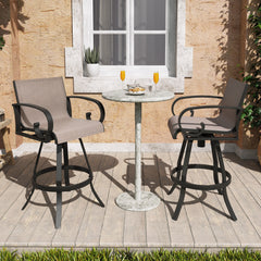 Aluminum Outdoor Swivel Bar Stools with Sunbrella Cushions, Set of 2