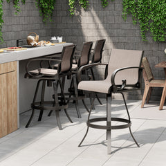 Aluminum Outdoor Swivel Bar Stools with Sunbrella Cushions, Set of 2