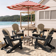 HDPE Adirondack Chair with Cup Holder & 50 x 20 in. High Back Outdoor Cushion