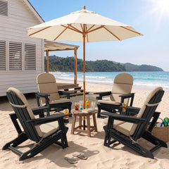 HDPE Adirondack Chair with Cup Holder & 50 x 20 in. Outdoor Cushion with 4-Section