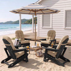 HDPE Adirondack Chair with Cup Holder & 50 x 20 in. Outdoor Cushion