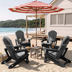 HDPE Adirondack Chair with Cup Holder & 50 x 20 in. High Back Outdoor Cushion