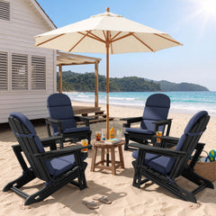 HDPE Adirondack Chair with Cup Holder & 50 x 20 in. Outdoor Cushion with 4-Section