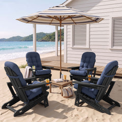 HDPE Adirondack Chair with Cup Holder & 50 x 20 in. Outdoor Cushion
