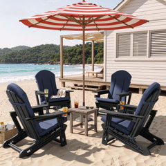 HDPE Adirondack Chair with Cup Holder & 50 x 20 in. High Back Outdoor Cushion