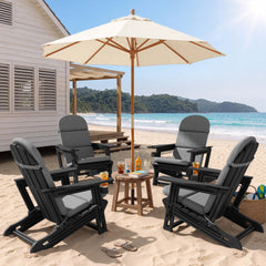 HDPE Adirondack Chair with Cup Holder & 50 x 20 in. Outdoor Cushion with 4-Section