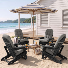 HDPE Adirondack Chair with Cup Holder & 50 x 20 in. Outdoor Cushion