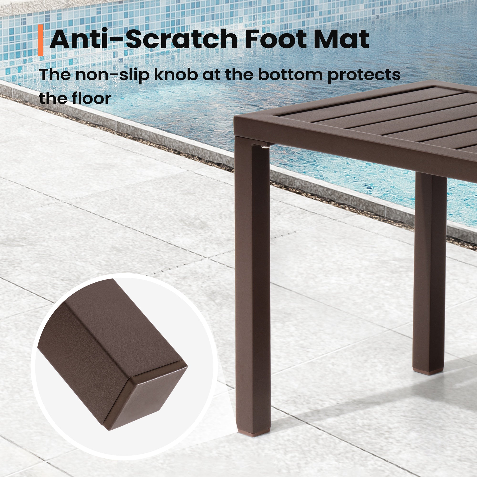 Pellebant Aluminum Rectangular Patio Side Table, Small Outdoor Bistro Coffee Table