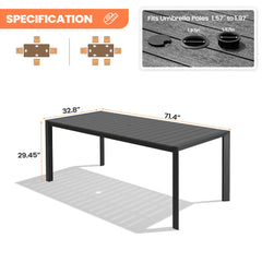 Aluminum Outdoor Patio Dining Table
