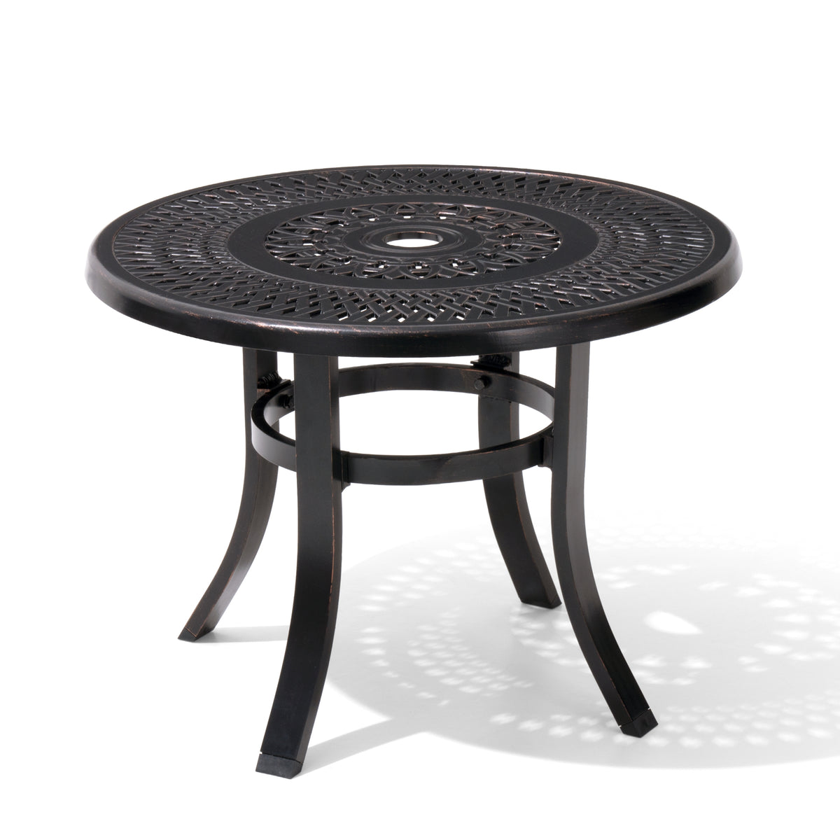 Pellebant 24 in. Cast Aluminum Round Outdoor Side Table with Umbrella Hole