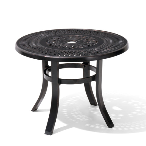 Pellebant 24 in. Cast Aluminum Round Outdoor Side Table with Umbrella Hole