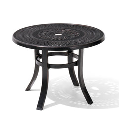 24 in. Round Cast Aluminum Outdoor Side Table with Umbrella Hole