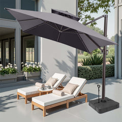 13 x 10 ft. Aluminum Double Top Cantilever Patio Umbrella with Base Options