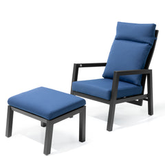 Adjustable Outdoor Reclining Chair with Ottoman & Cushions