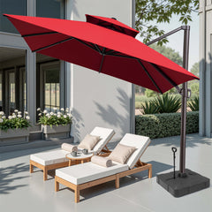 13 x 10 ft. Aluminum Double Top Cantilever Patio Umbrella with Base Options