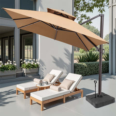 13 x 10 ft. Aluminum Double Top Cantilever Patio Umbrella with Base Options