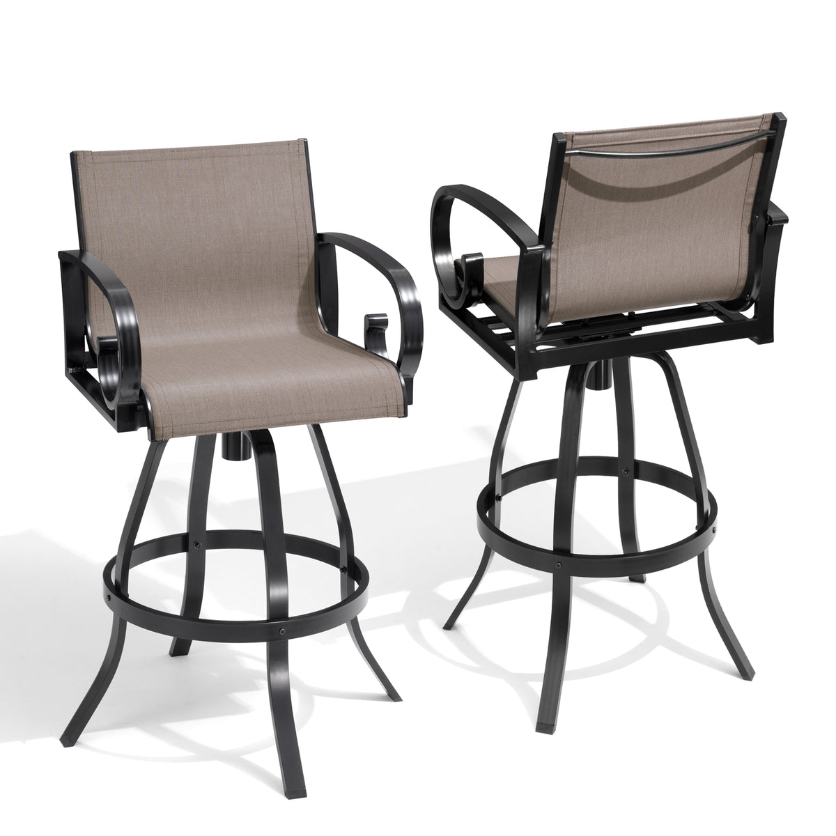 Pellebant Aluminum Outdoor Swivel Bar Stools Set of 2 with Sunbrella Cushions